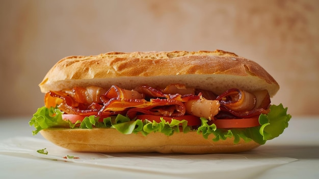 Illusion ludique d'un sandwich gourmet avec une AI générative remplissant comme un bijou