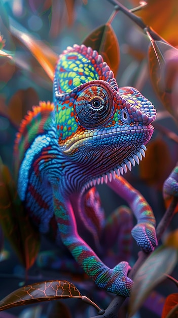 Photo l'illusion de la nature caméléon se mélange avec précision