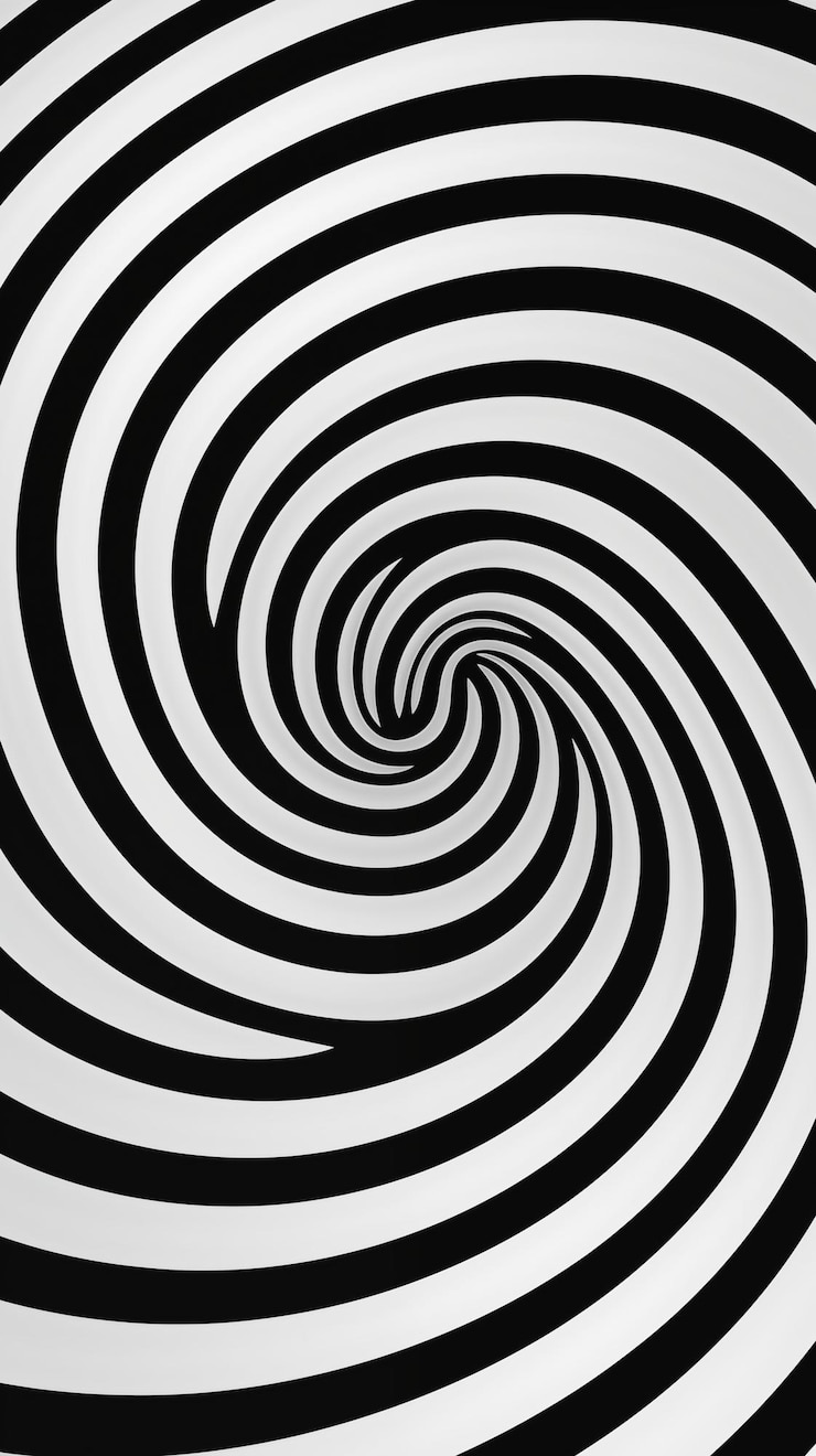 Photo illusion optique en spirale en noir et blanc abstraction de la texture de l'image modèle de fond papier peint