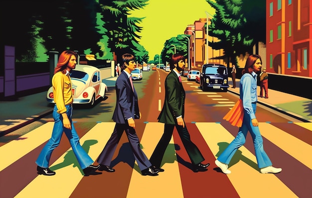 Illusion la photo d'Abbey Road Album photo quatre groupes de chanteurs des Beatles