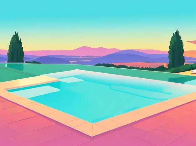 Photo l'illusion de la piscine infinie se mélange avec l'horizon