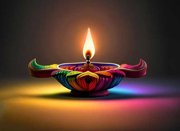 illustation du festival des lumières de Diwali tradition lampes à huile Diya sur fond sombre