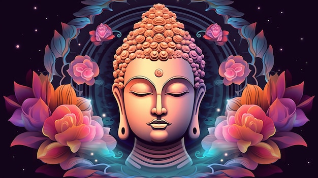 Illustation pour les images de bouddha happy vesak day Generative Ai