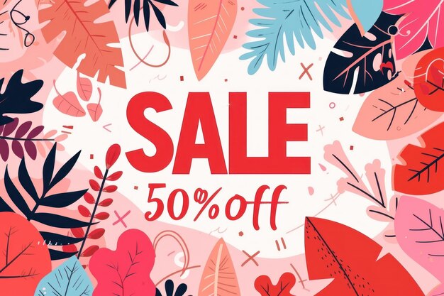 Illustrateur plat vente 50 off pour l'amour vente bannière fête de la Saint-Valentin IA générative