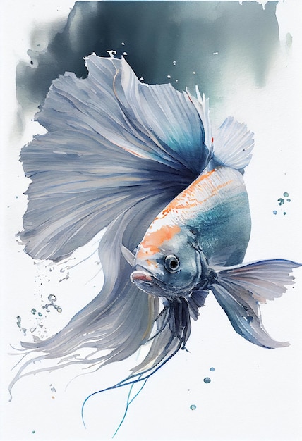 Illustrateur de poisson betta peinture aquarelle