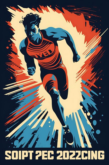 Illustration 200 mètres de vitesse de sprint et d'intensité haute contraste couleur Sch plat 2D affiche artistique sportive