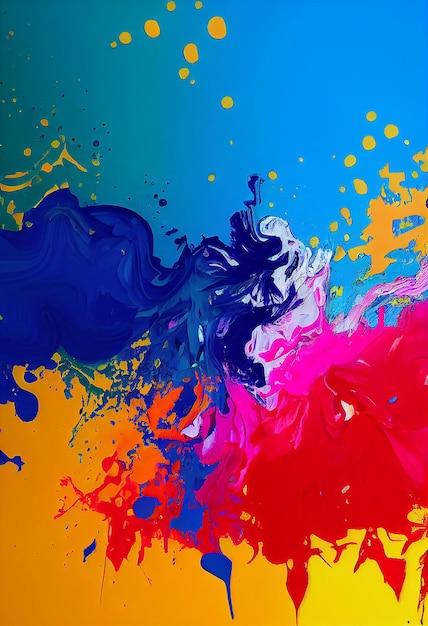 illustration 2d de la conception numérique de fond abstrait de peinture juteuse colorée multicolore qui coule