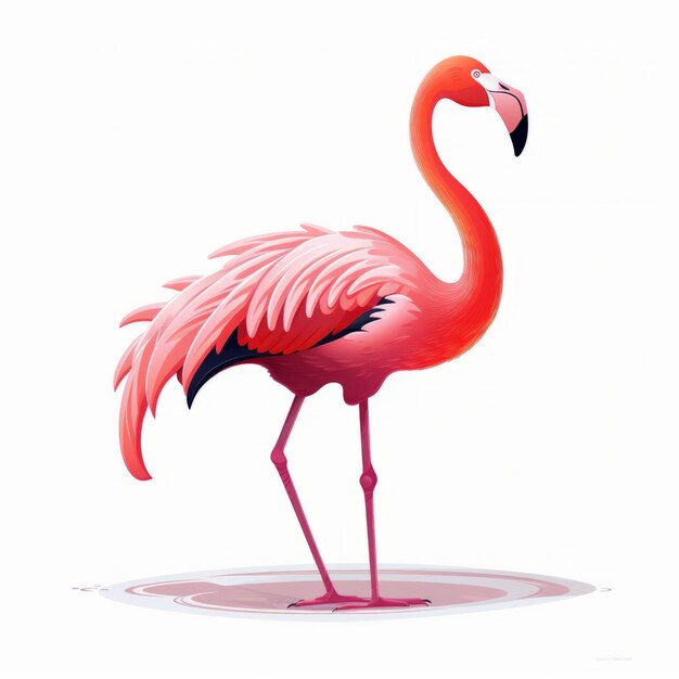 Illustration 2d mignonne de flamant rose fondant coloré sur fond blanc