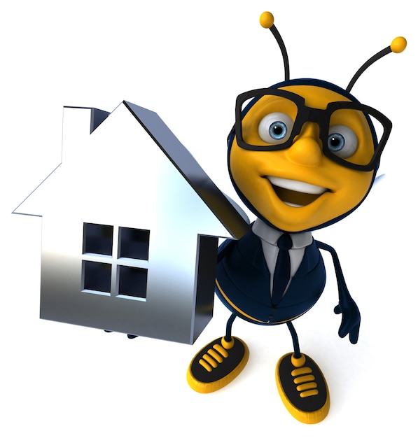 Illustration 3D d'une abeille d'affaires