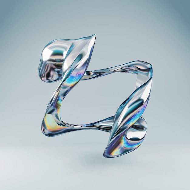 Illustration 3D abstraite en forme de chrome