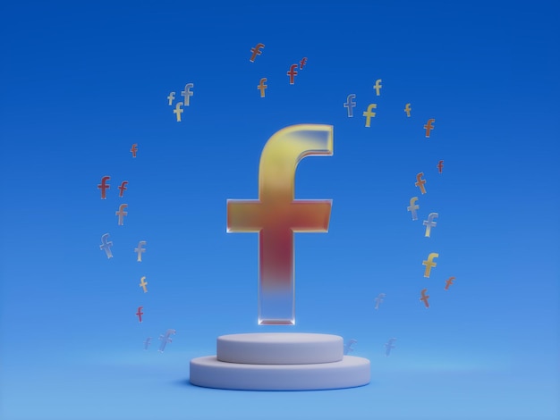 Illustration 3D abstraite de la plate-forme de podium des médias sociaux Facebook