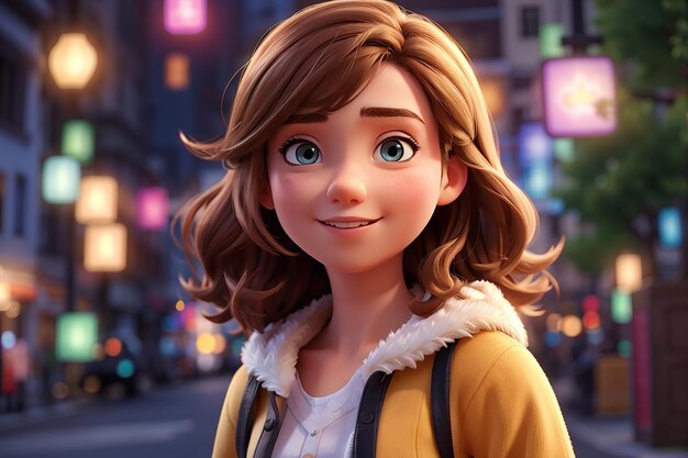 Une illustration 3D amusante d'une adolescente de dessin animé