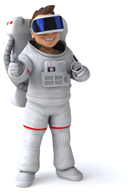 Illustration 3D amusante d'un astronaute avec un casque VR