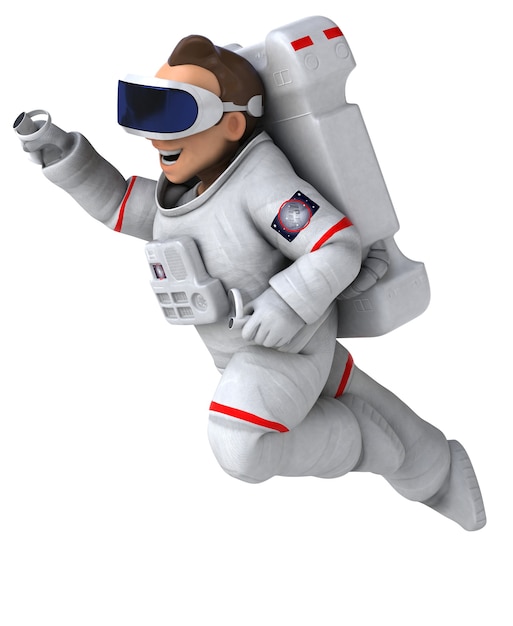 Illustration 3D amusante d'un astronaute avec un casque VR