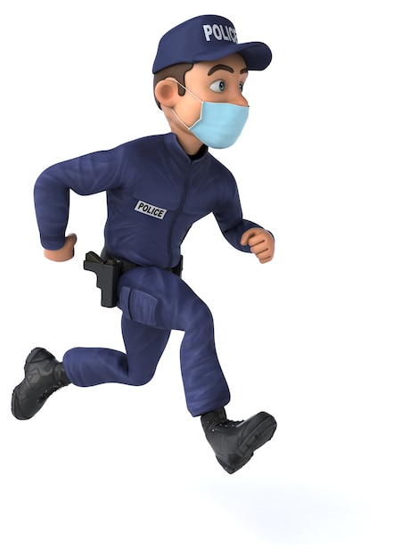 Illustration 3D amusante d'un policier de dessin animé