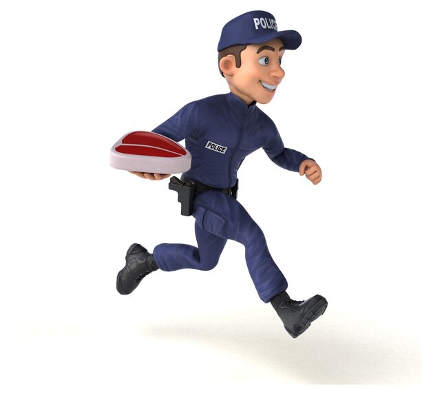 Illustration 3D amusante d'un policier de dessin animé