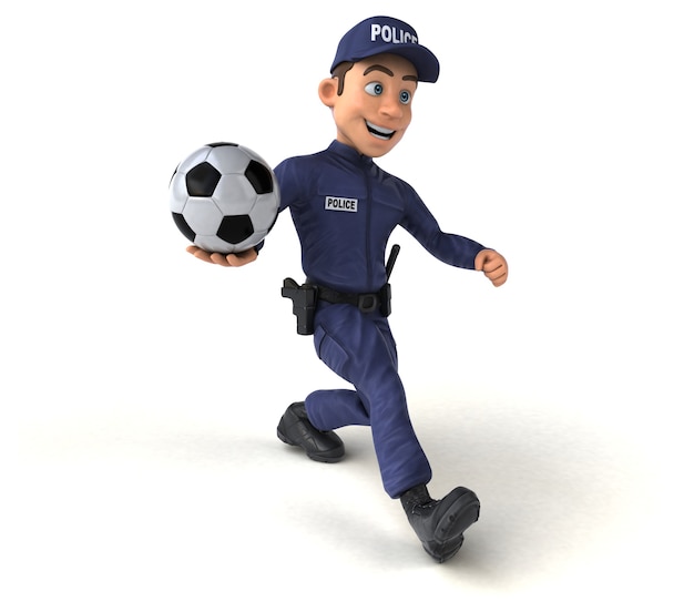 Illustration 3D amusante d'un policier de dessin animé