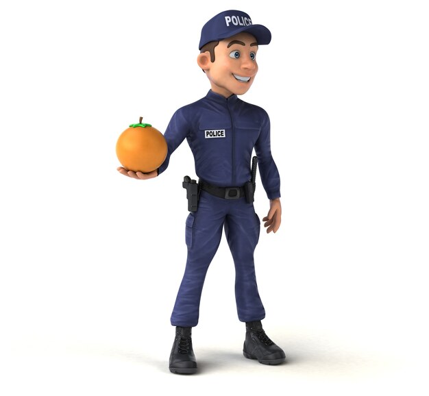 Illustration 3D amusante d'un policier de dessin animé