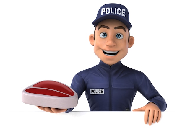 Illustration 3D amusante d'un policier de dessin animé