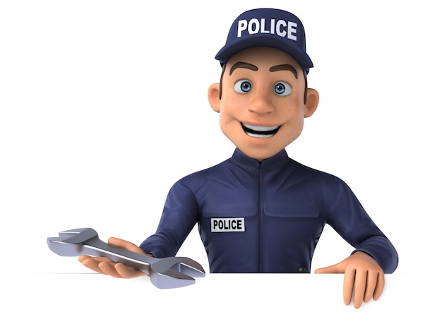 Illustration 3D amusante d'un policier de dessin animé