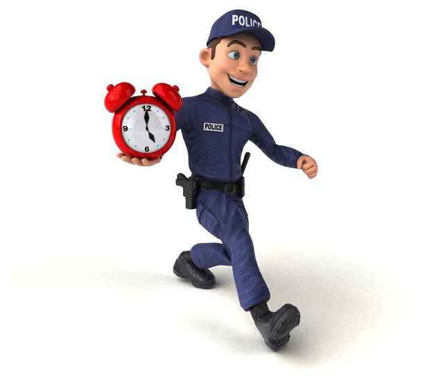 Illustration 3D amusante d'un policier de dessin animé