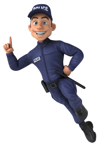 Illustration 3d Amusante D'un Policier De Dessin Animé