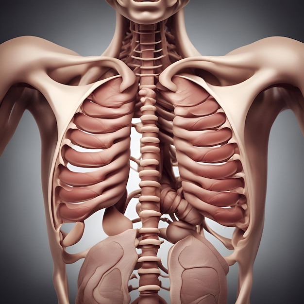 Photo illustration 3d de l'anatomie du corps humain vue arrière