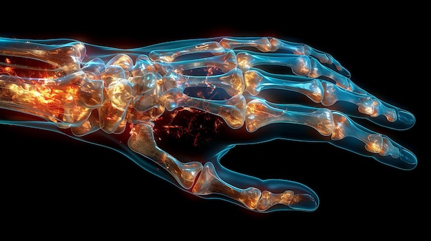 Photo illustration 3d de l'anatomie du squelette humain à rayons x