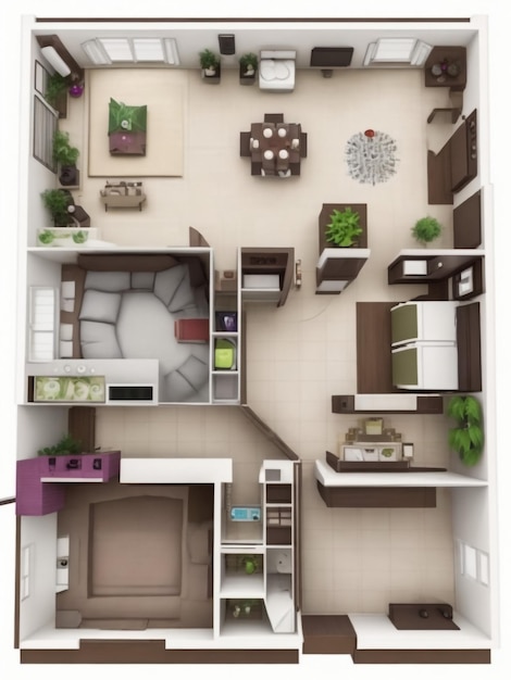 Illustration 3D de l'appartement