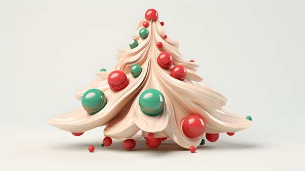 Illustration 3D d'un arbre de Noël abstrait composé de bonbons verts et rouges isolés sur fond propre