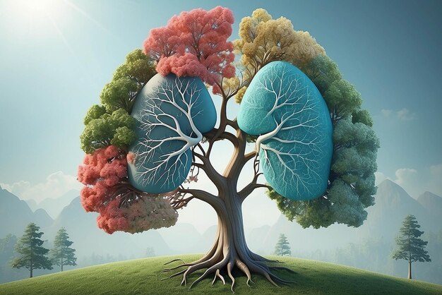 Illustration 3D de l'arbre pulmonaire environnement et médecine