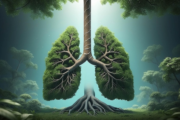 Illustration 3D de l'arbre pulmonaire environnement et médecine