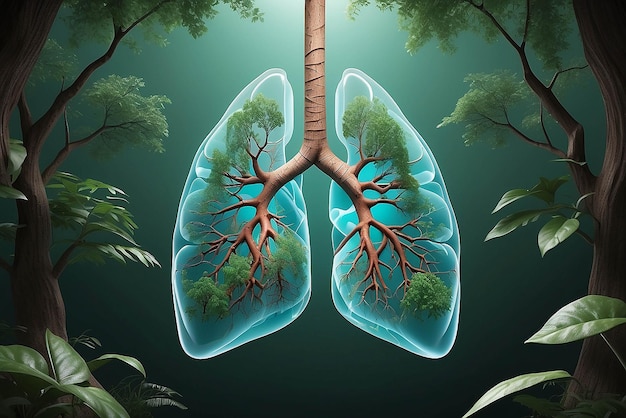 Illustration 3D de l'arbre pulmonaire environnement et médecine