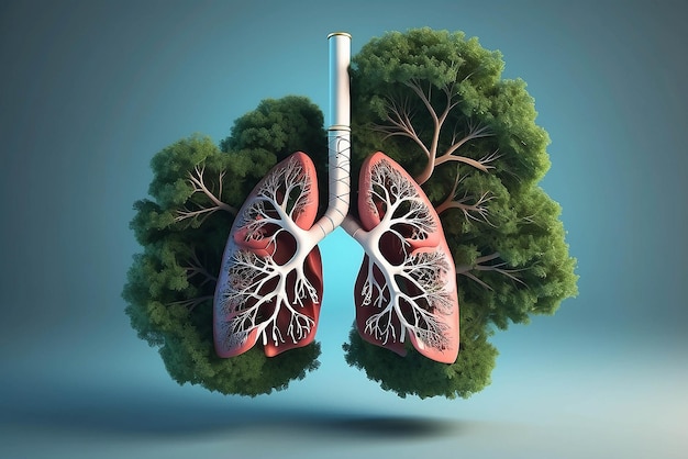Illustration 3D de l'arbre pulmonaire environnement et médecine