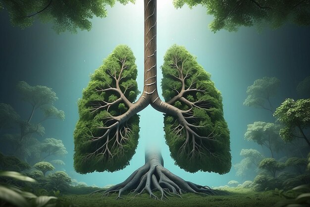 Illustration 3D de l'arbre pulmonaire environnement et médecine