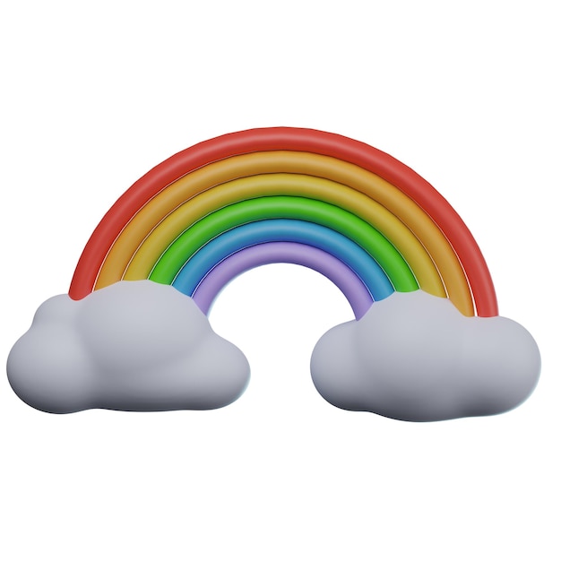 Illustration 3D de l'arc-en-ciel et du nuage