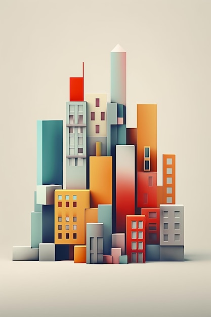 Illustration 3D de l'architecture moderne Poste de bâtiment minimal Ai généré