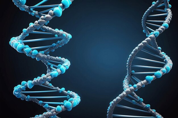 Illustration 3D de l'arrière-plan isolé de la structure bleue de l'ADN