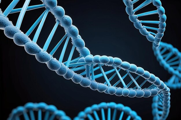 Illustration 3D de l'arrière-plan isolé de la structure bleue de l'ADN