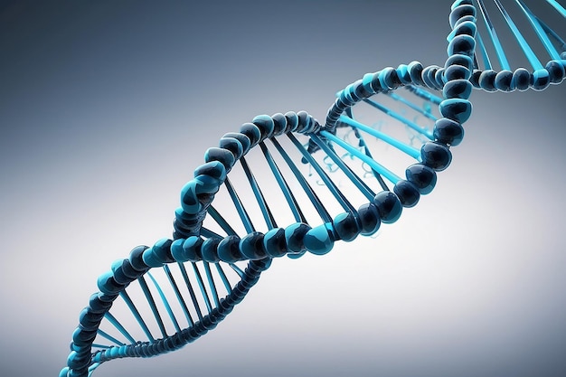 Illustration 3D de l'arrière-plan isolé de la structure bleue de l'ADN