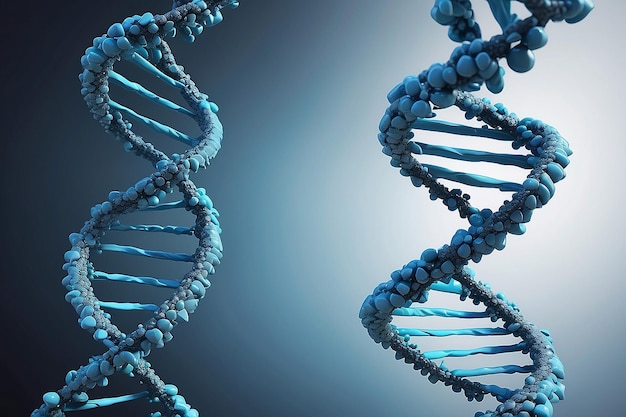 Illustration 3D de l'arrière-plan isolé de la structure bleue de l'ADN