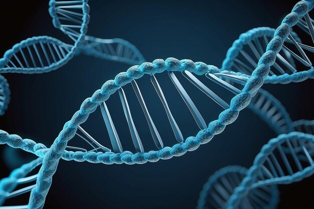 Illustration 3D de l'arrière-plan isolé de la structure bleue de l'ADN