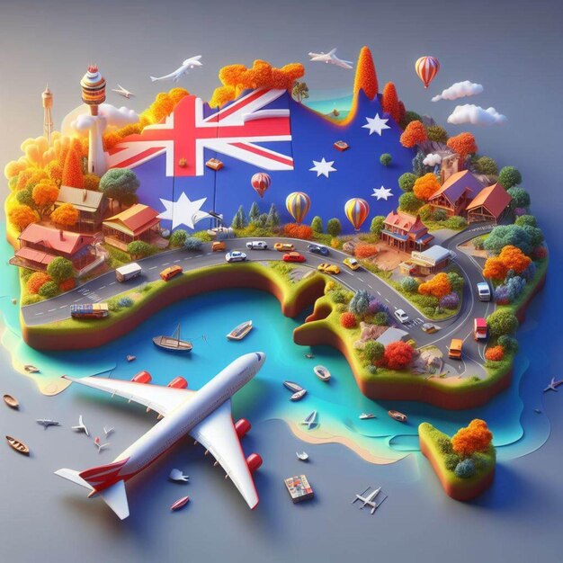 Illustration 3D de l'Australie