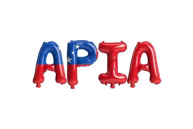 Illustration 3d des ballons de la capitale Apia avec la couleur des drapeaux Samoa isolé sur blanc