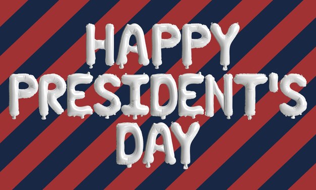 Illustration 3d de ballons lettre happy president day isolés sur fond