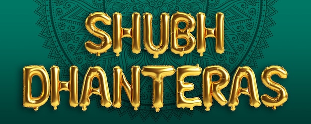 Illustration 3d de ballons à lettres sur shubh dhanteras isolés sur fond