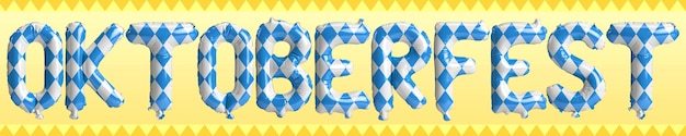 Illustration 3d de ballons à lettres sur les vacances de l'Oktoberfest isolées sur fond