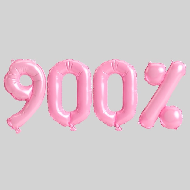 Illustration 3d de ballons roses à 900 % isolés sur fond
