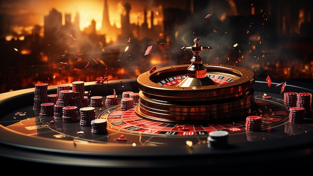 Illustration 3D de la bannière de fond des jeux de casino