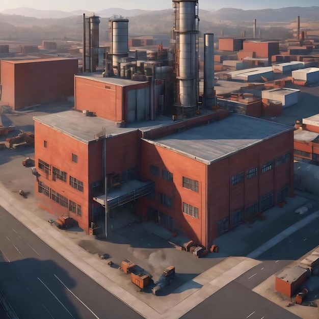 Illustration 3D d'un bâtiment industriel
